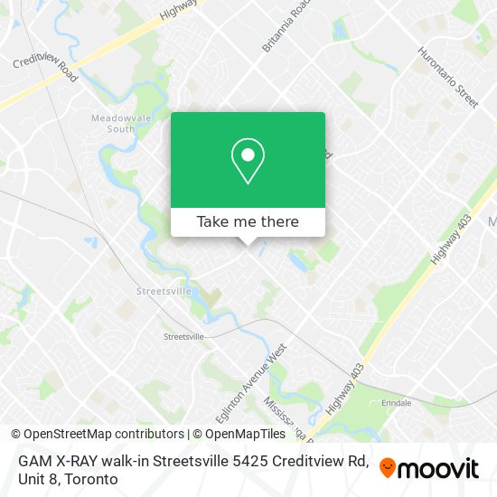 GAM X-RAY walk-in Streetsville 5425 Creditview Rd, Unit 8 map