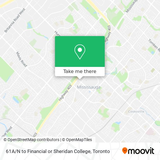 61A / N to Financial or Sheridan College map