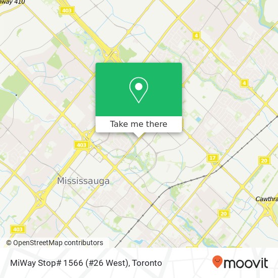 MiWay Stop# 1566 (#26 West) map