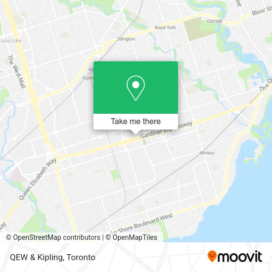 QEW & Kipling map