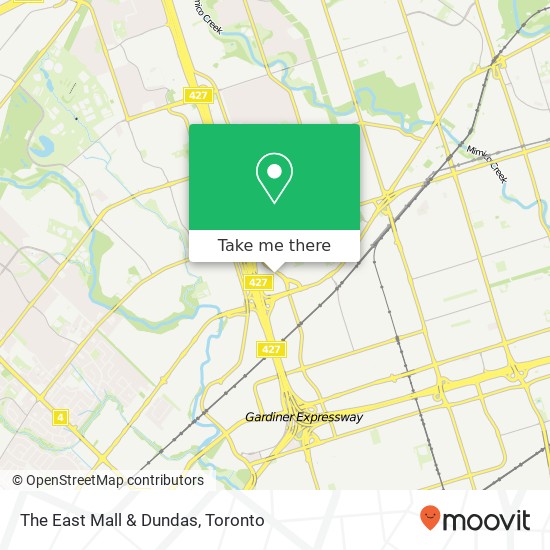 The East Mall & Dundas map