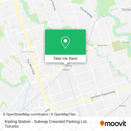 Kipling Station - Subway Crescent Parking Lot map