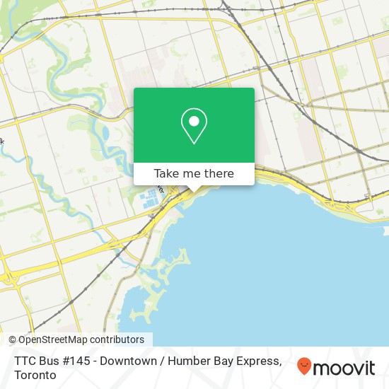 TTC Bus #145 - Downtown / Humber Bay Express map