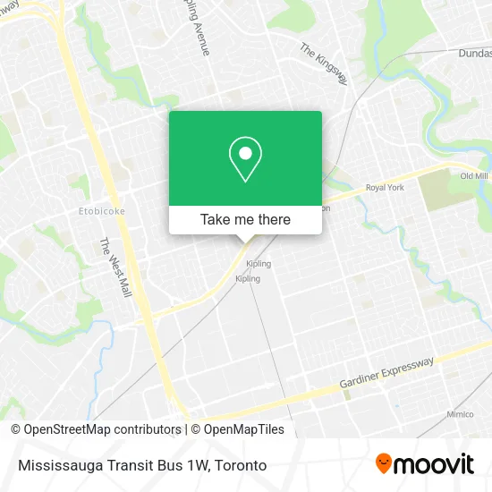 Mississauga Transit Bus 1W map