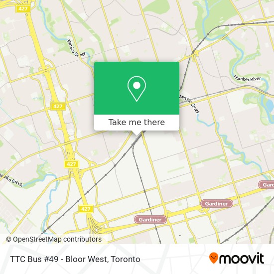 TTC Bus #49 - Bloor West map