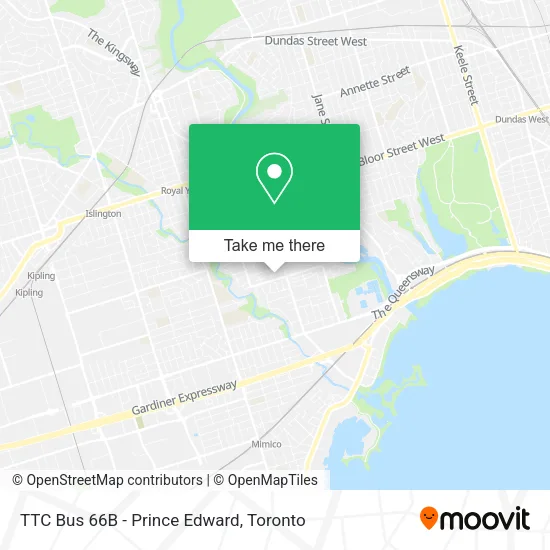TTC Bus 66B - Prince Edward map