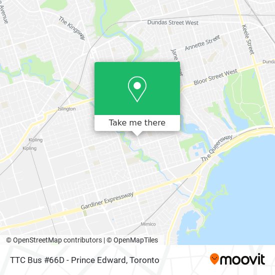 TTC Bus #66D - Prince Edward map