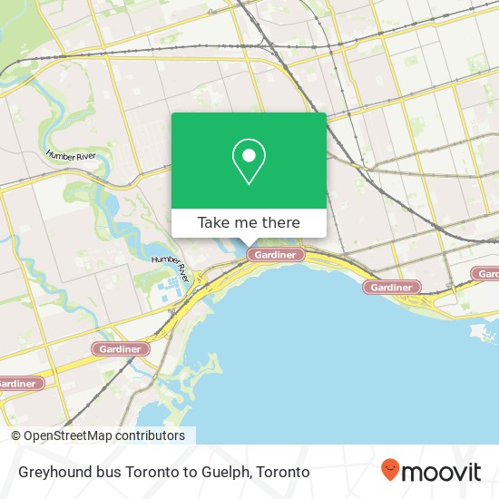 Greyhound bus Toronto to Guelph map