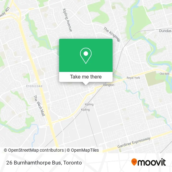 26 Burnhamthorpe Bus map