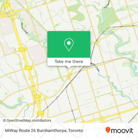 MiWay Route 26 Burnhamthorpe map