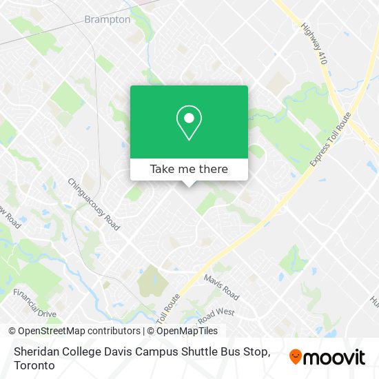 Sheridan College Davis Campus Shuttle Bus Stop map