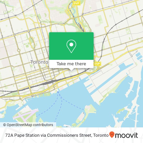 72A Pape Station via Commissioners Street map