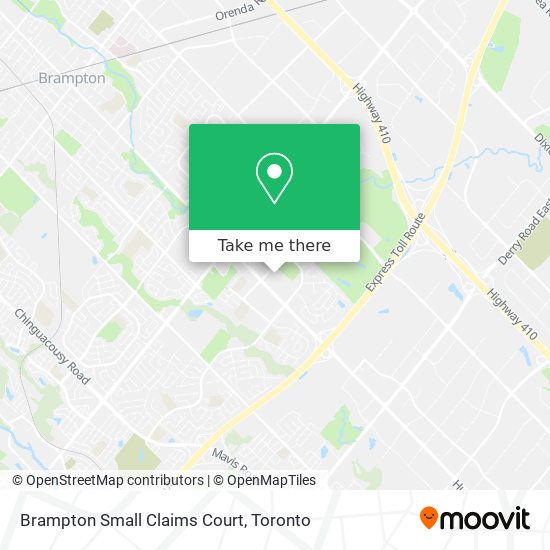 Brampton Small Claims Court map