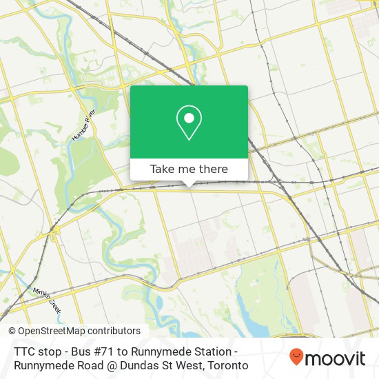 TTC stop - Bus #71 to Runnymede Station - Runnymede Road @ Dundas St West map