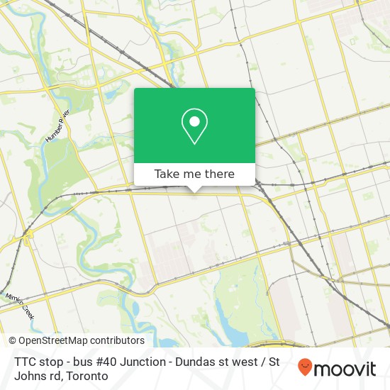 TTC stop - bus #40 Junction - Dundas st west / St Johns rd map