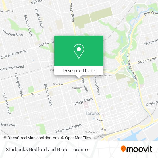 Starbucks Bedford and Bloor map