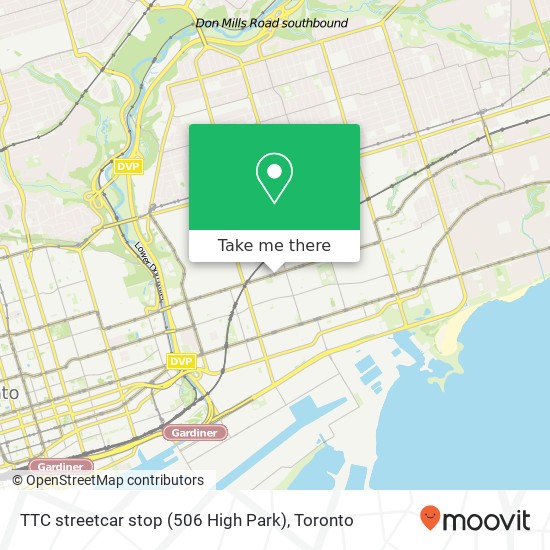 TTC streetcar stop (506 High Park) map
