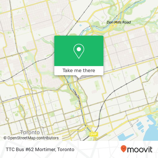 TTC Bus #62 Mortimer map