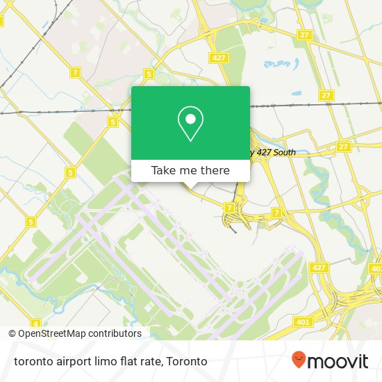 toronto airport limo flat rate map