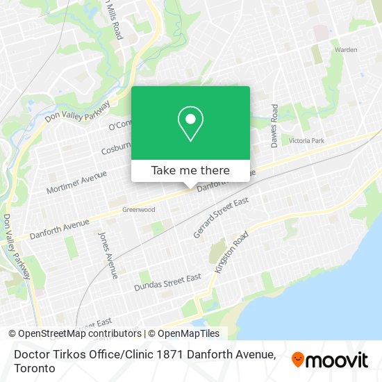 Doctor Tirkos Office / Clinic 1871 Danforth Avenue map