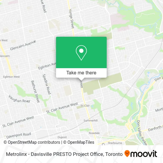 Metrolinx - Davisville PRESTO Project Office map