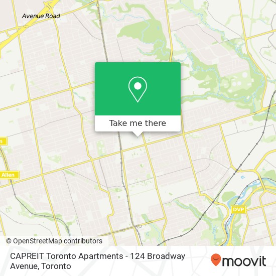 CAPREIT Toronto Apartments - 124 Broadway Avenue map