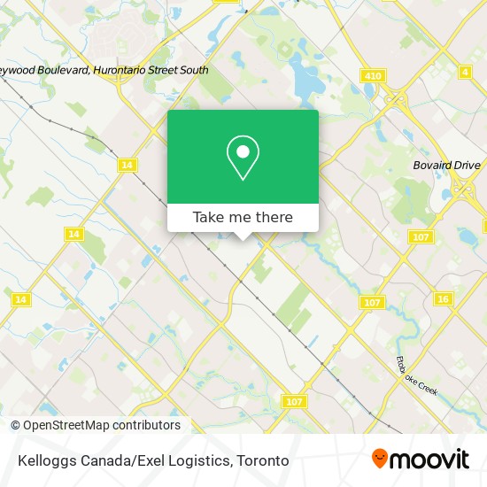 Kelloggs Canada/Exel Logistics map