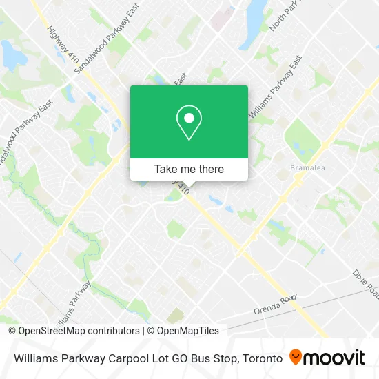 Williams Parkway Carpool Lot GO Bus Stop map