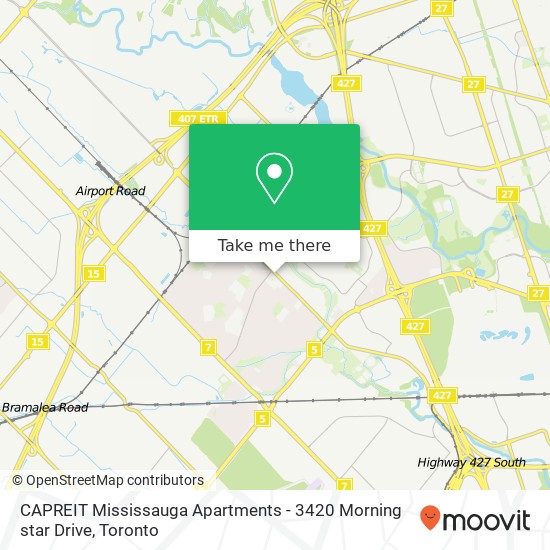 CAPREIT Mississauga Apartments - 3420 Morning star Drive map