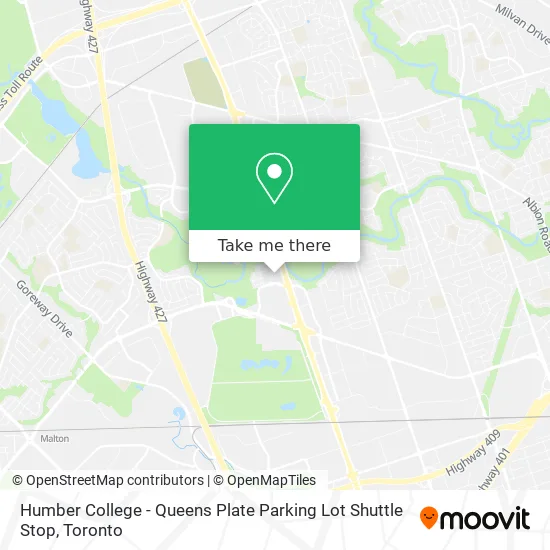 Humber College - Queens Plate Parking Lot Shuttle Stop map