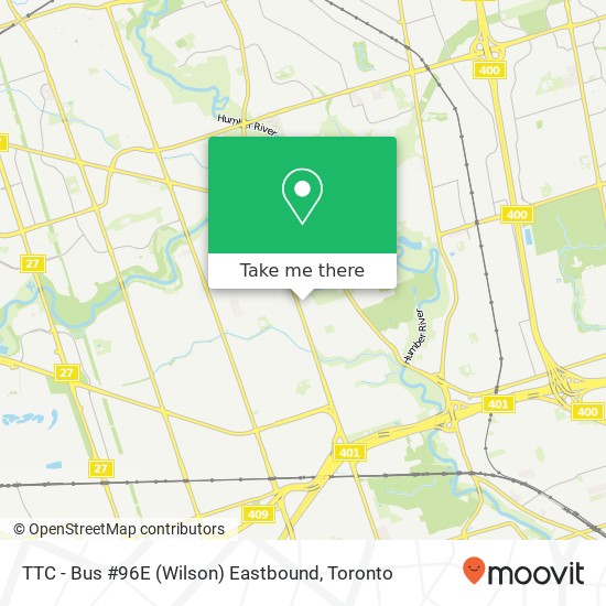 TTC - Bus #96E (Wilson) Eastbound map