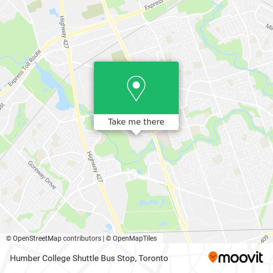 Humber College Shuttle Bus Stop map