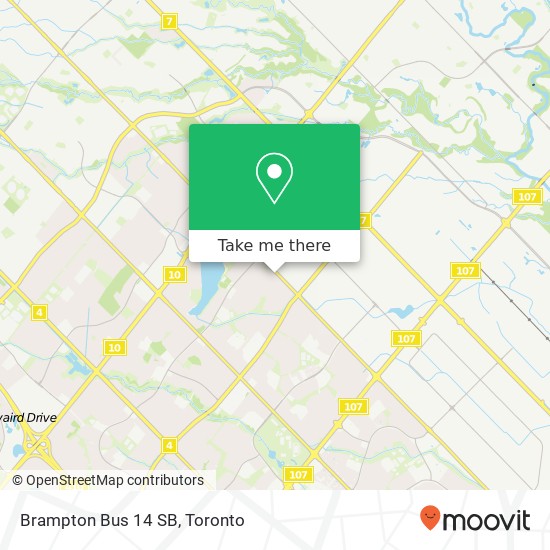 Brampton Bus 14 SB map