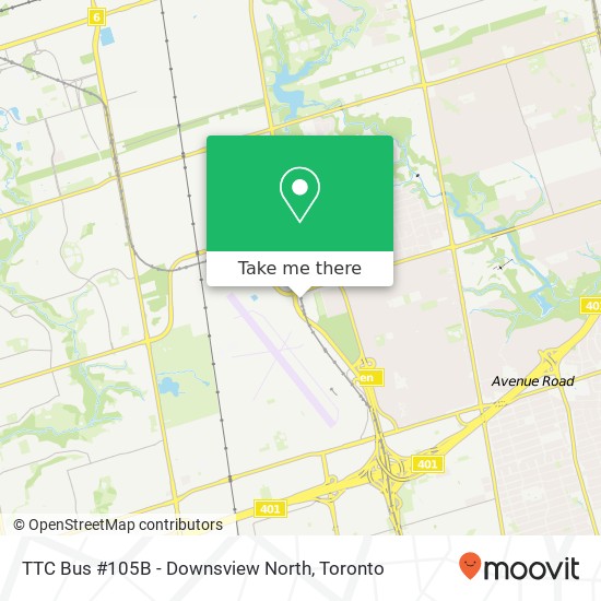 TTC Bus #105B - Downsview North map