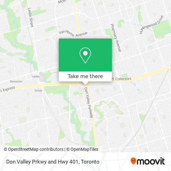 Don Valley Prkwy and Hwy 401 map