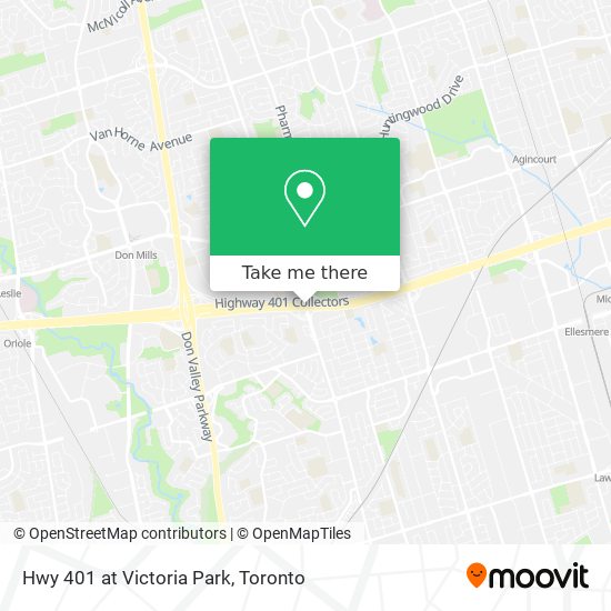 Hwy 401 at Victoria Park map