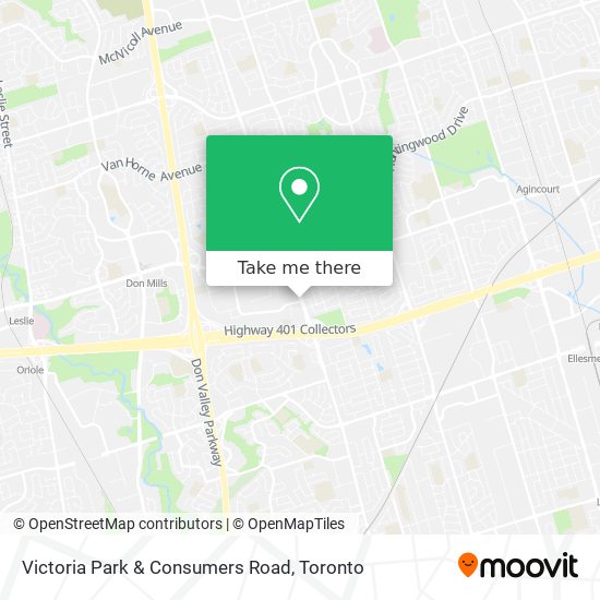 Victoria Park & Consumers Road map