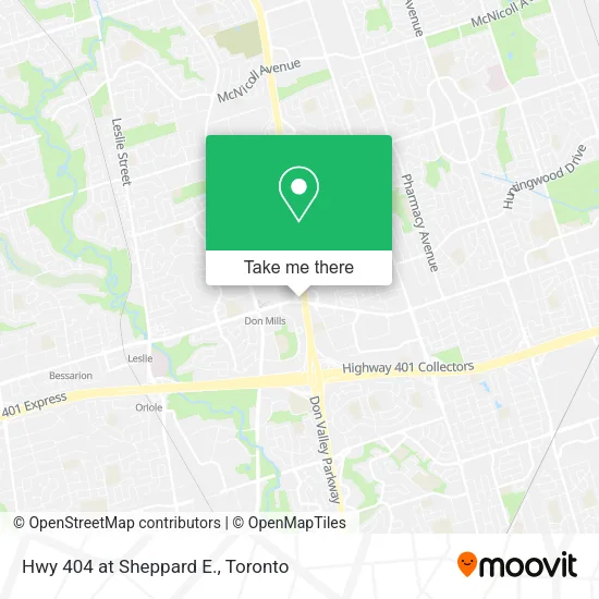 Hwy 404 at Sheppard E. map