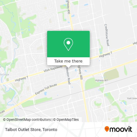 How to get to Talbot Outlet Store in Vaughan by Bus or Subway?