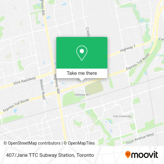 407/Jane TTC Subway Station map