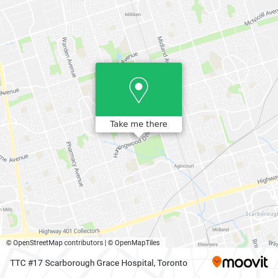 TTC #17 Scarborough Grace Hospital map