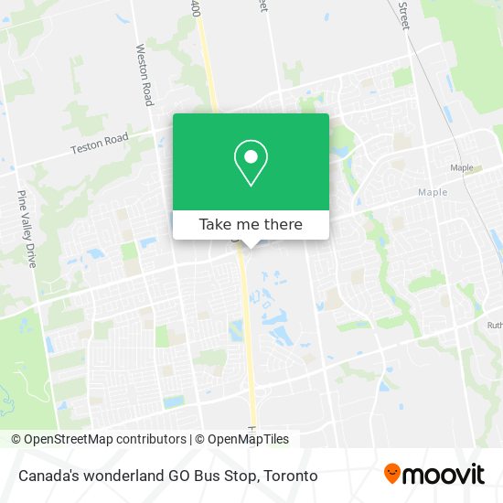 Canada's wonderland GO Bus Stop map