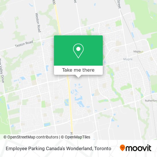 Employee Parking Canada's Wonderland map