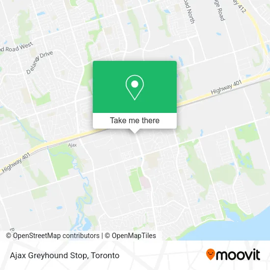 Ajax Greyhound Stop map