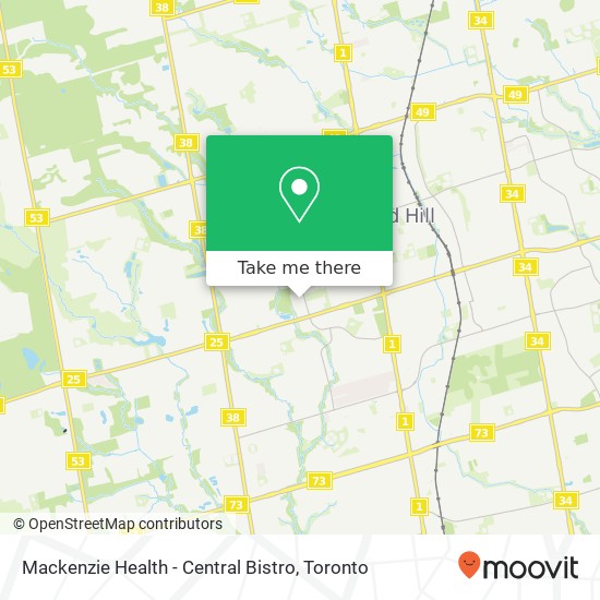 Mackenzie Health - Central Bistro map