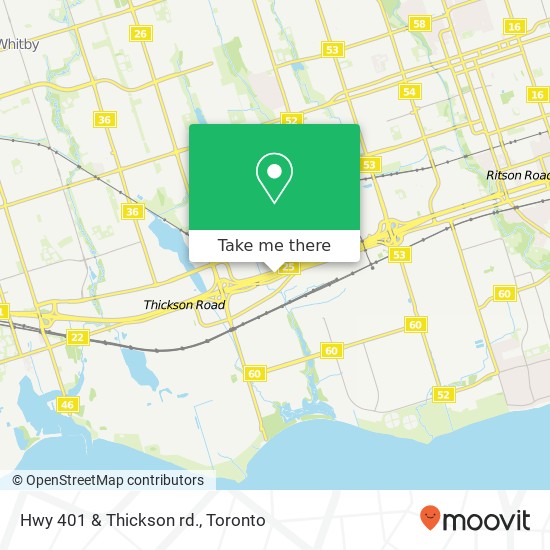 Hwy 401 & Thickson rd. map