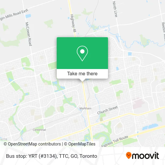 Bus stop: YRT (#3134), TTC, GO map
