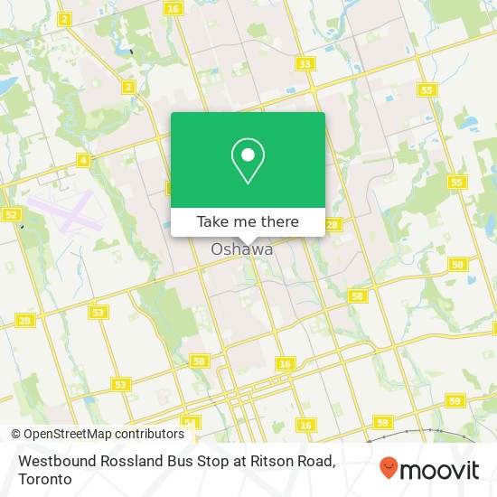 Westbound Rossland Bus Stop at Ritson Road map