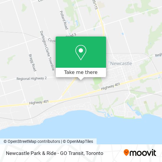 Newcastle Park & Ride - GO Transit map