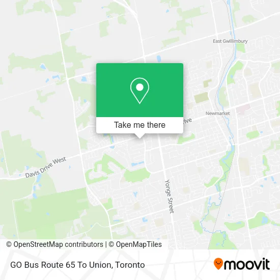 GO Bus Route 65 To Union map